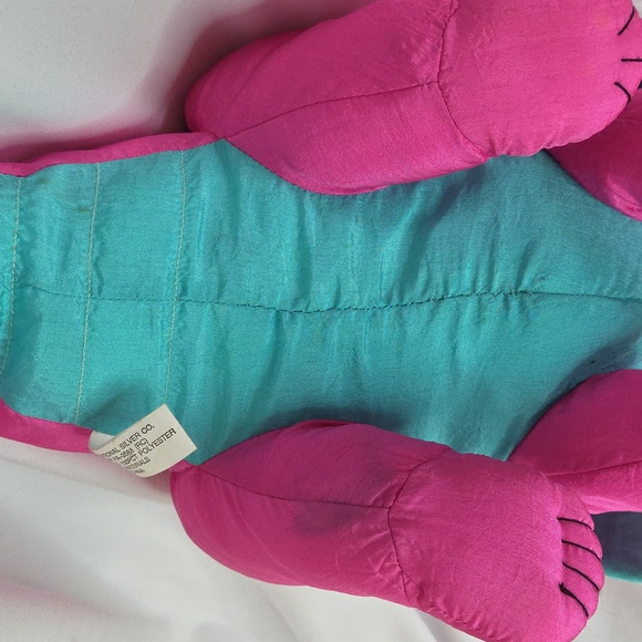 Hot Pink dinosaur nylon plush vintage 1990s international silver Loose Thread - Picture 13 of 17